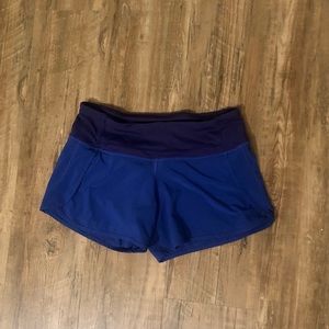 Blue lululemon running shorts